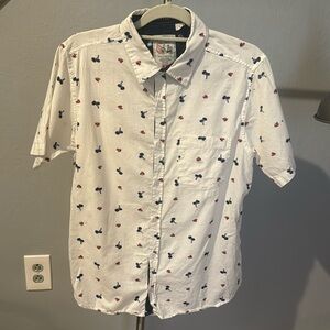 Swisscross Men’s White Short Sleeve Button-Up Shirt, Size Large